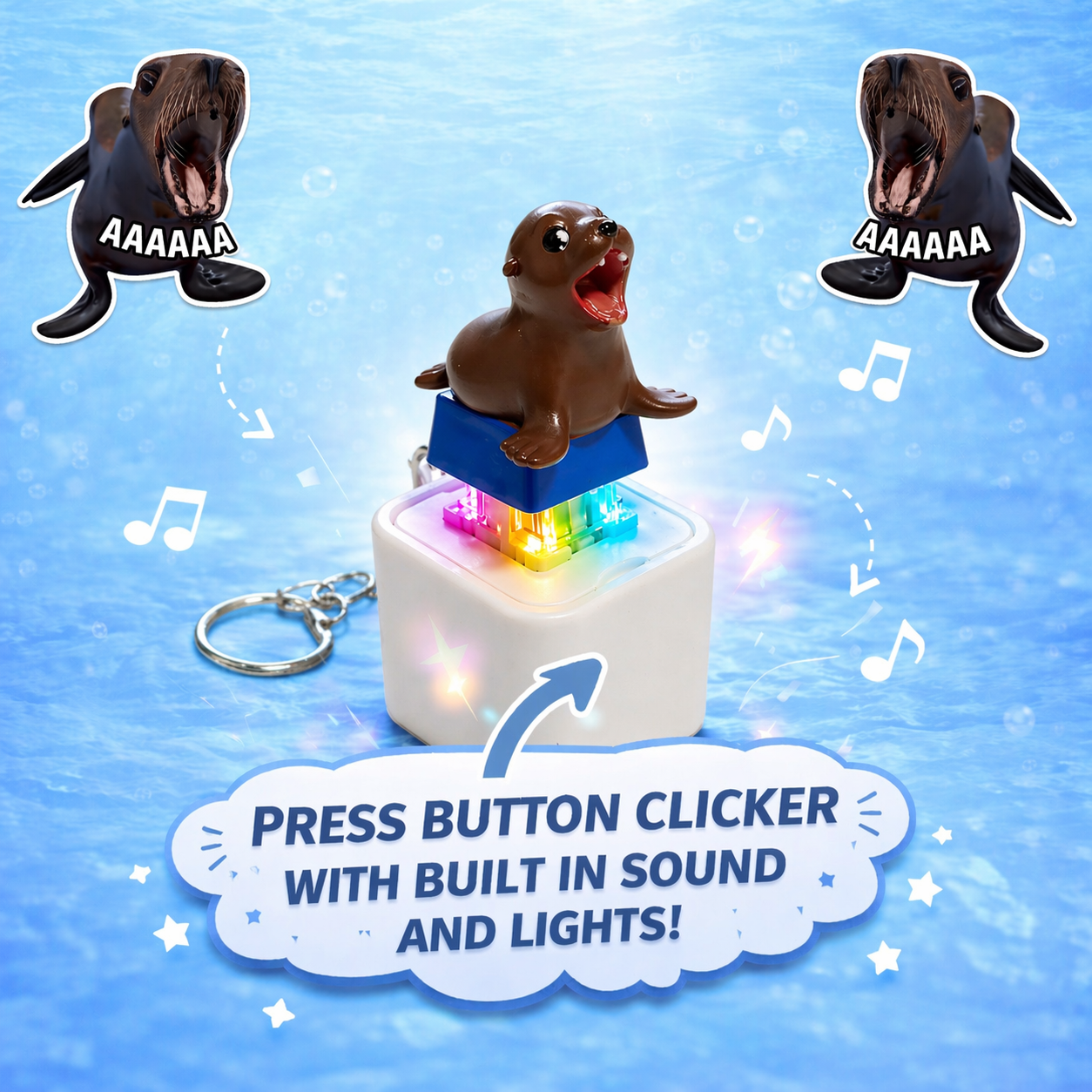 Sea lion clicker toy - with built in sound and lights